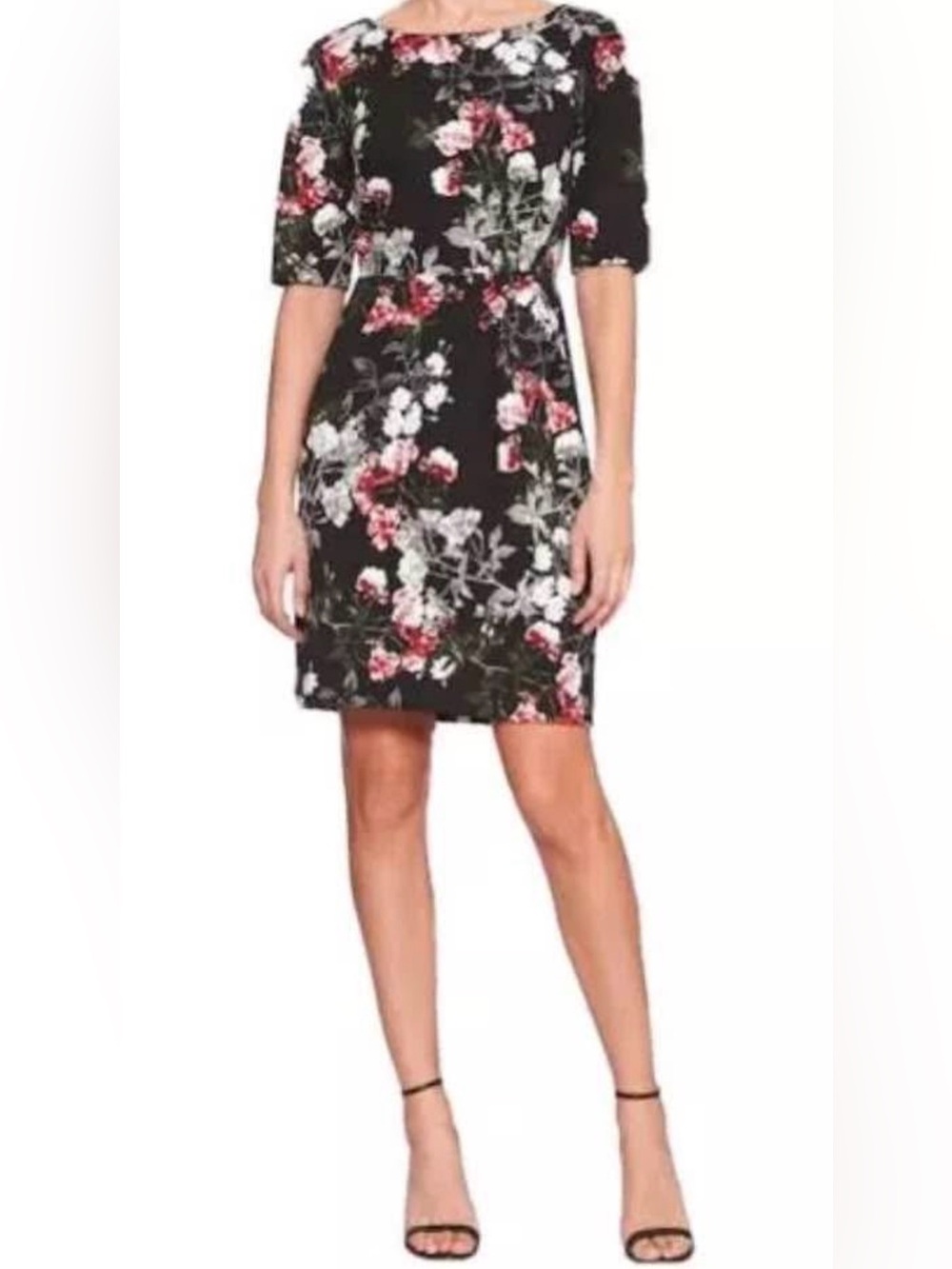 Banana Republic Floral Midi Dress in Black & Red Size 14 Like New